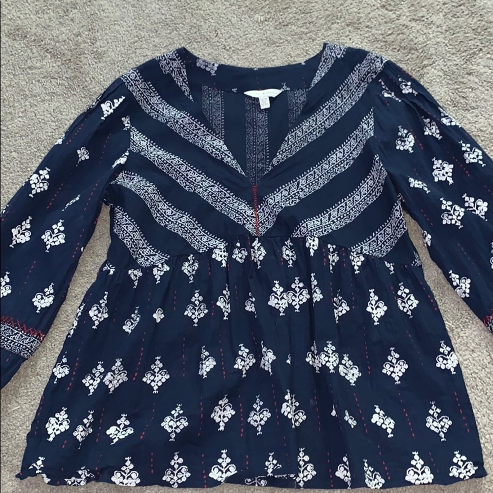 navy blue lucky brand blouse